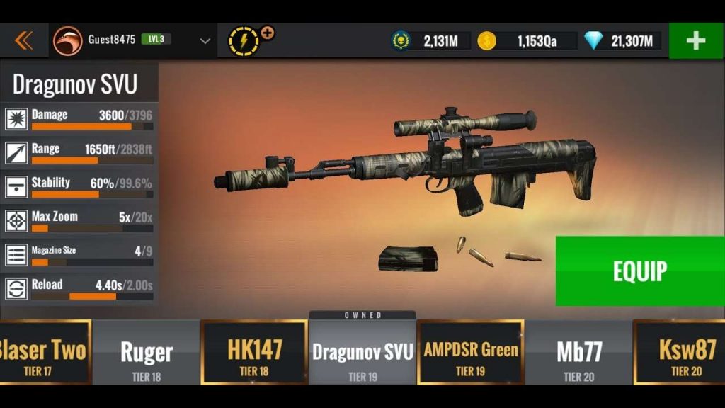 Features Sniper 3D Mod Apk