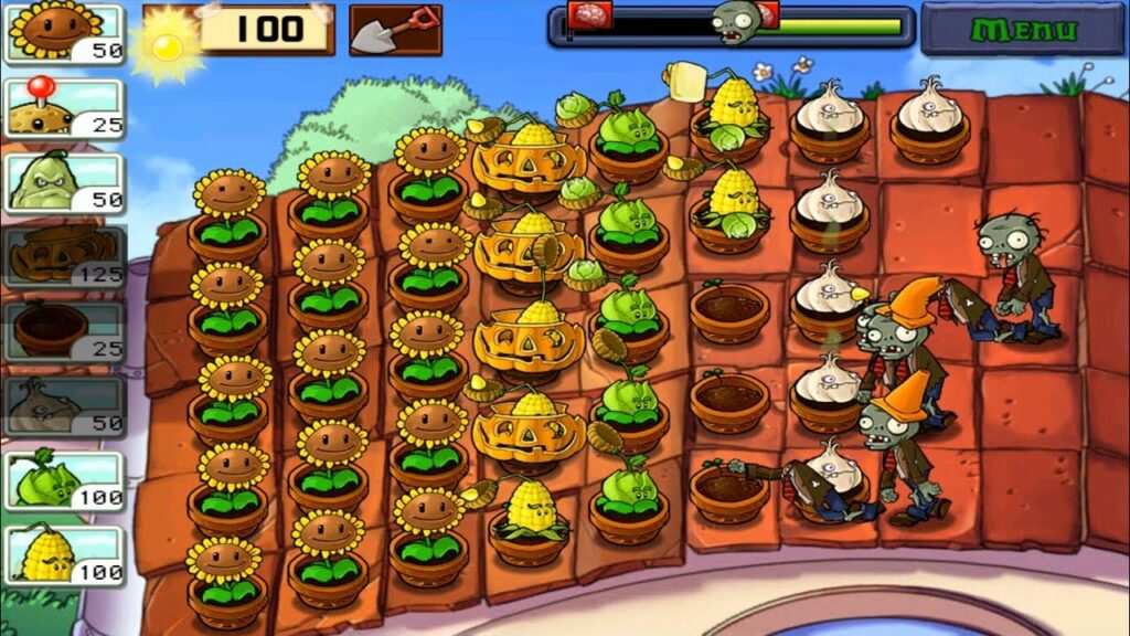 Growing plants for protection in Plants vs Zombies unlimited everything 