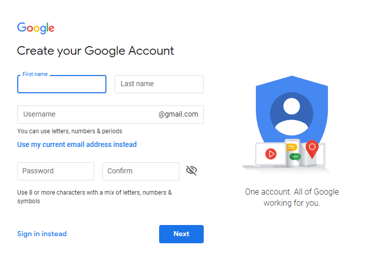 Create a New Google Account