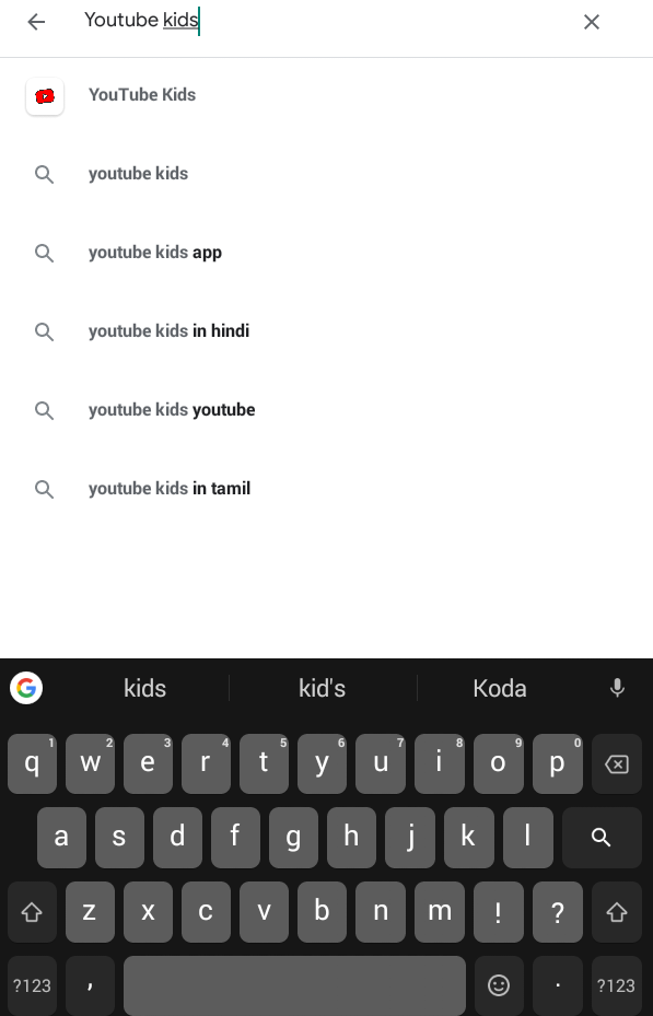 Search for YouTube Kids
