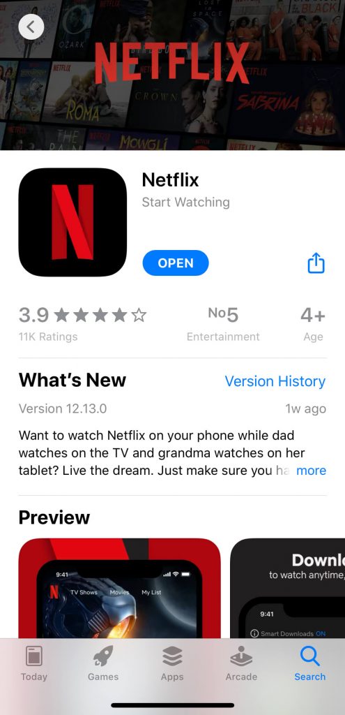 Netflix for iOS