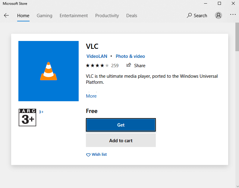 Download VLC on Windows 10