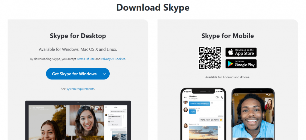 Hit Skype for Desktop button