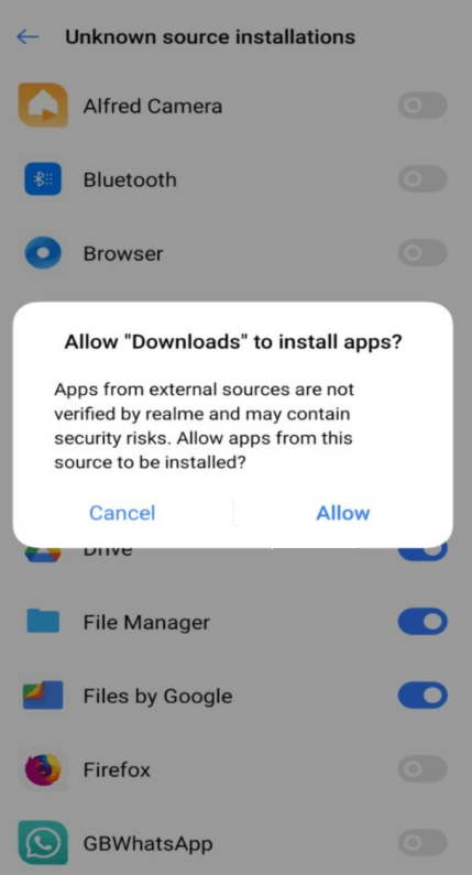 Select Allow to install unknown apps